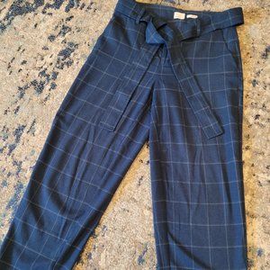 Wide leg navy trousers with belt tie; size 2 (feels like 4)